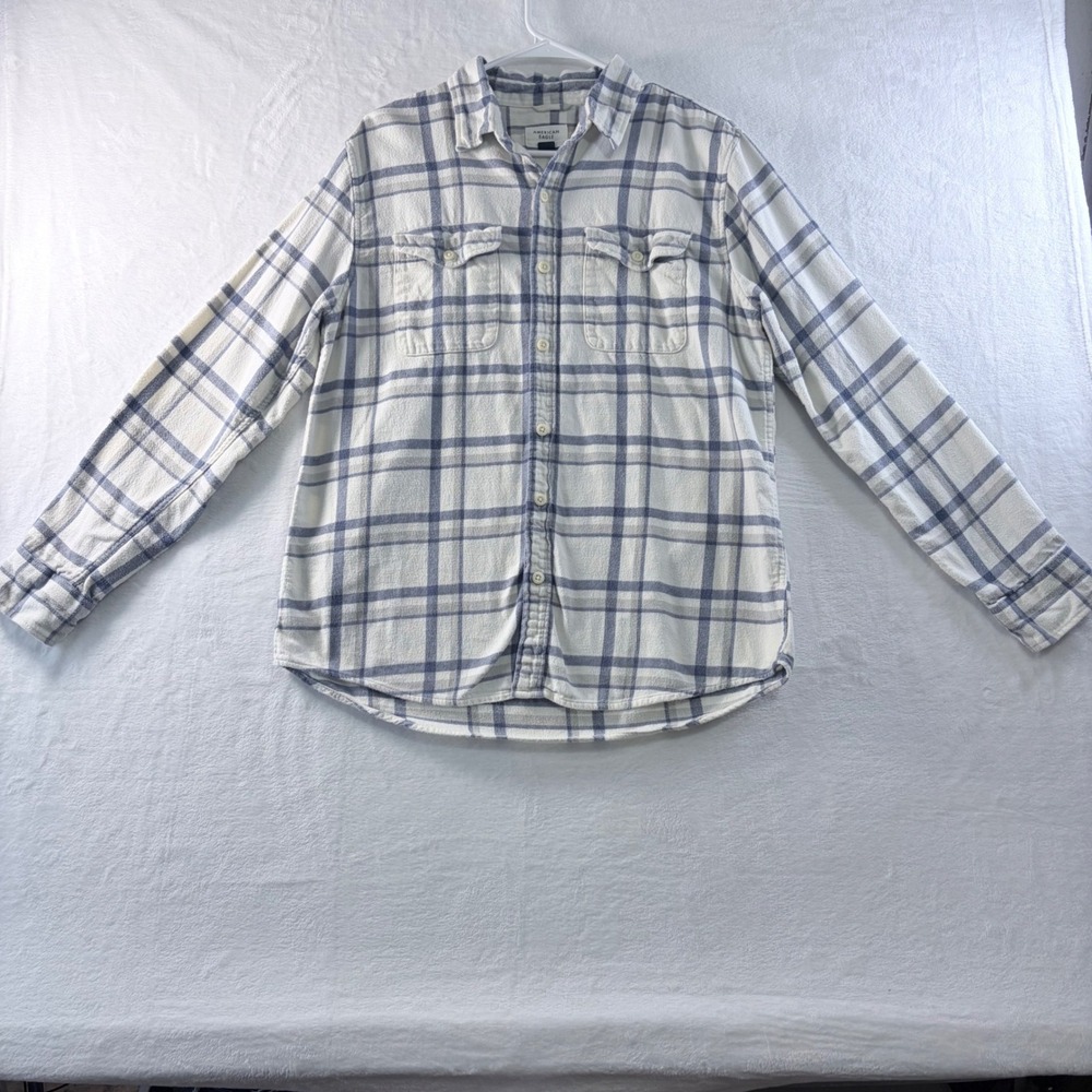 American Eagle Button Down Shirt Plaid Long Sleeve Chest Pockets Size M